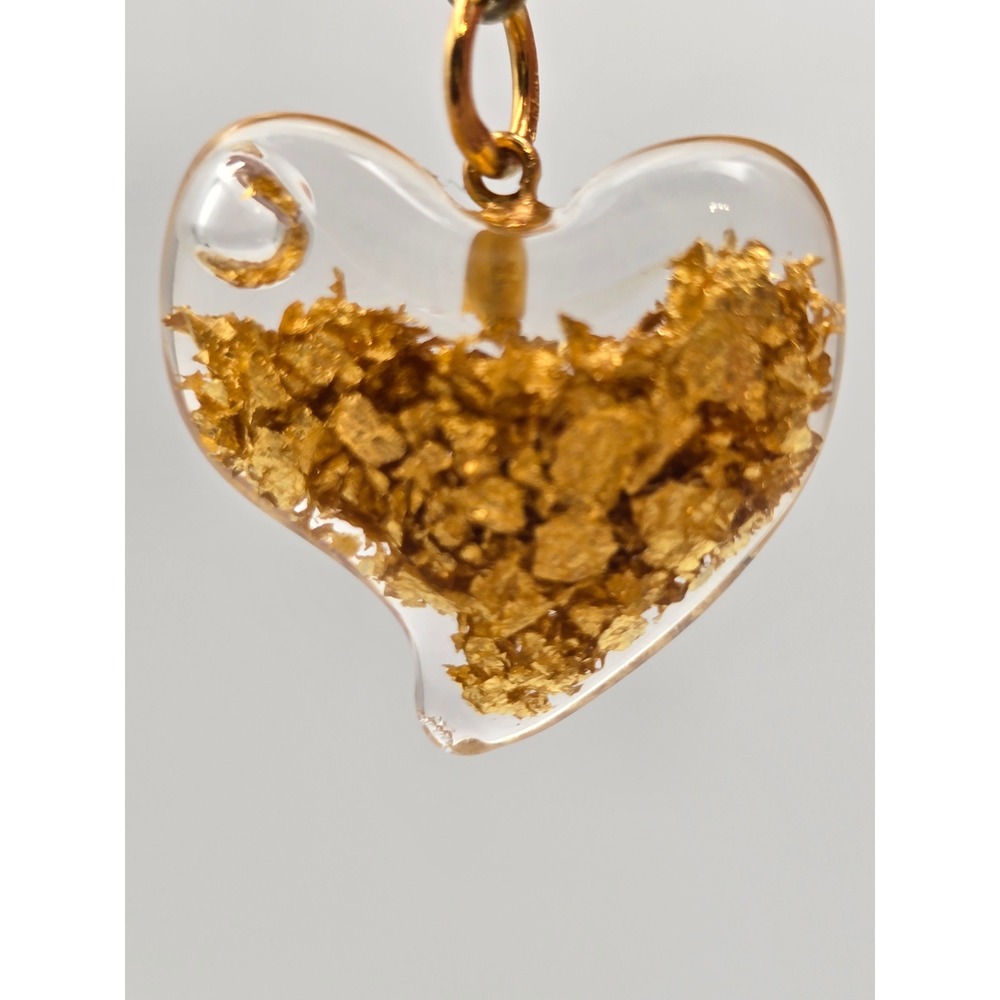 Celestial Floating Gold Flake Glass HeartLove Token / Modern Mystic / MCM/ Moves